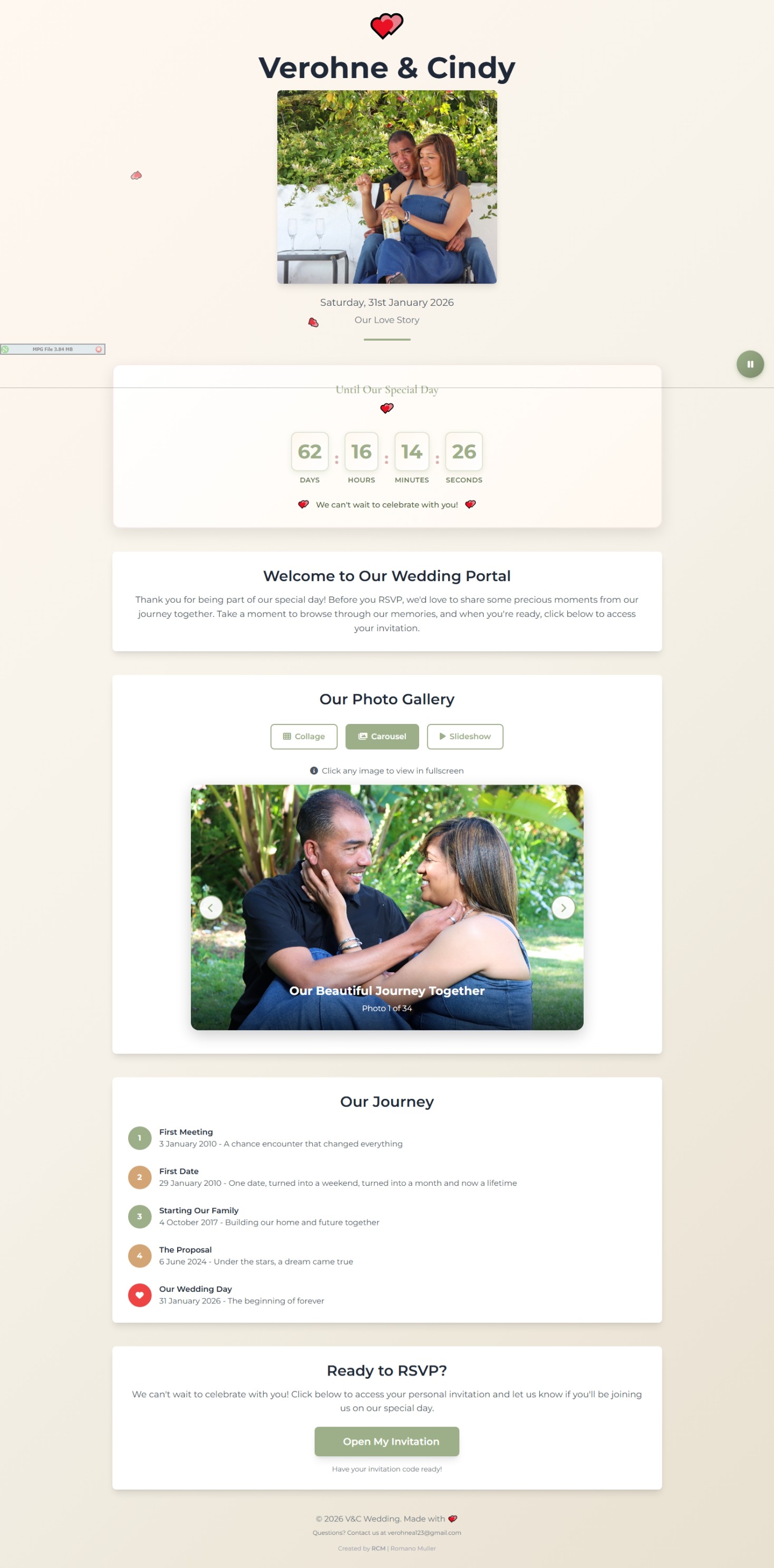 V&C Wedding Portal Photo Gallery - Live Guest Photo Uploads with Firebase
